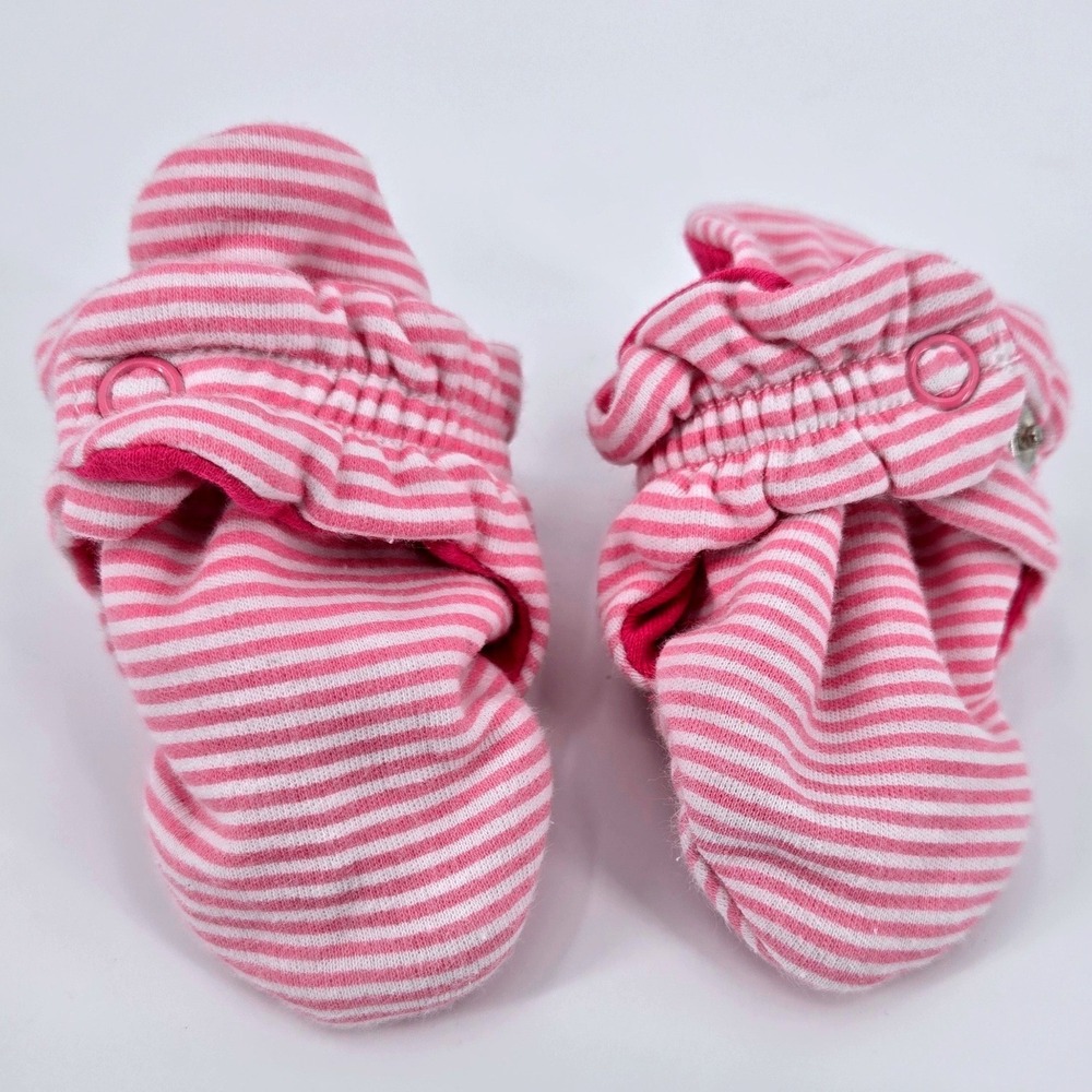 Zutano Pink and White Candy Stripe Cotton Baby Booties Size 3M‎